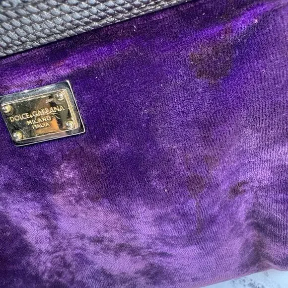 Dolce & Gabanna Velvet Bag Miss Sicily Runway purse Rare 2016 Lizard Metal D&G - Picture 8 of 16